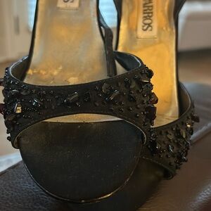 Black beaded evening wear pump